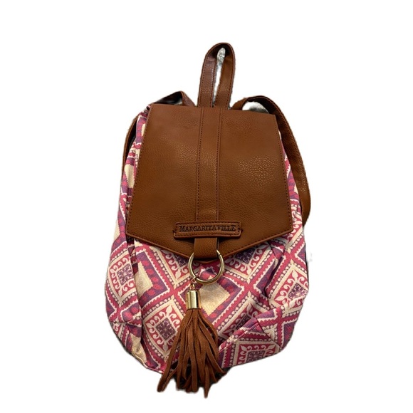 Margaritaville Brown and Pink Backpack Aztec Print Book Bag Boho - Picture 2 of 6